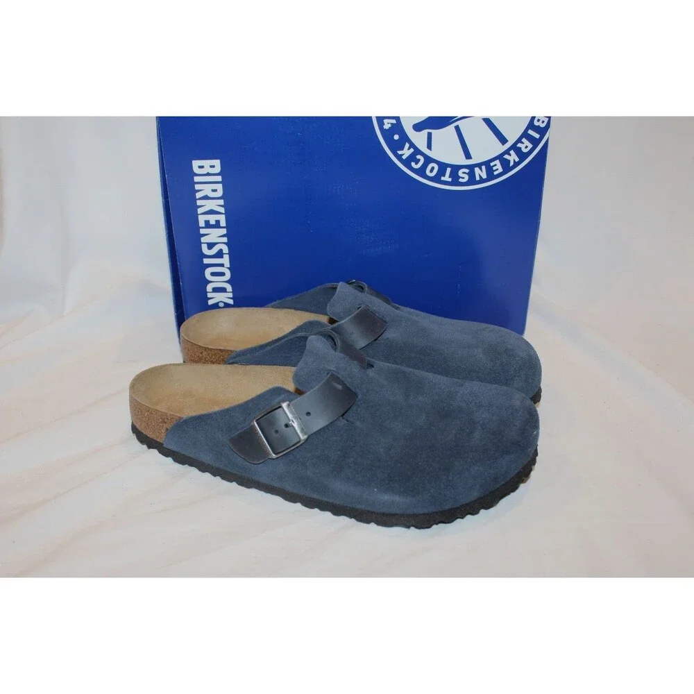 Birkenstock Men's Boston BS Suede Mule Clog Suede Sandals EU 42 US 9 Reg Blue